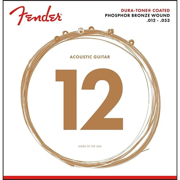 Fender 860L Phosphor Bronze Dura-Tone Coated 12-53 Akustik Gitar Teli