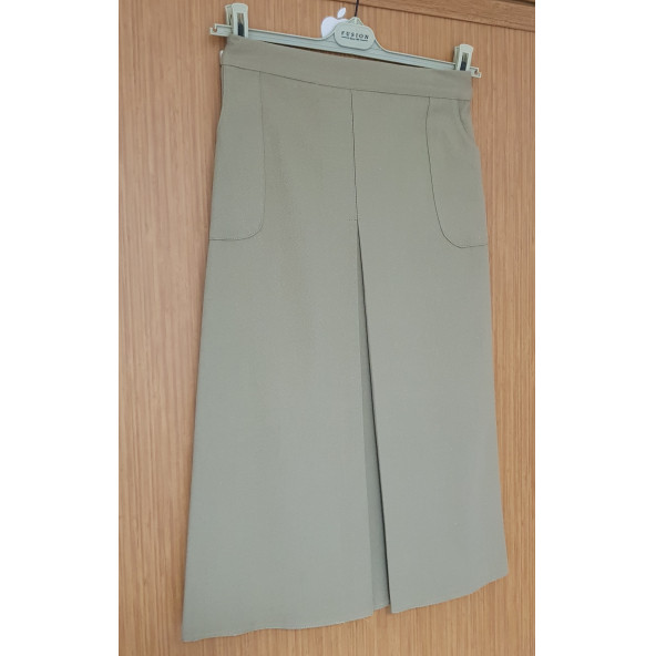 36 Beden Okul Eteği Haki Etek Cepli Tek Pileli Etek A Pileli Etek Lise Eteği Imam Hatip Etek