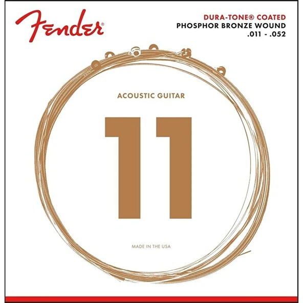 Fender 860CL Phosphor Bronze Dura-Tone Coated 11-52 Akustik Gitar Teli