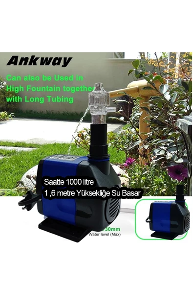 Süs Havuzu Motoru Sump Motor Şelale Motor  1.6 metre Yüksekliğe Su Yükseltebilir