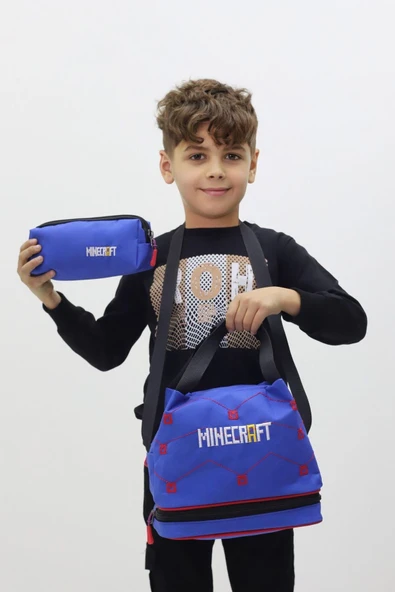 Maycraft Lisanslı Erkek Çocuk İlkokul Çanta Seti 3 lü Sırt Çantası Termal Beslenme Çantası Kalemlik - 2