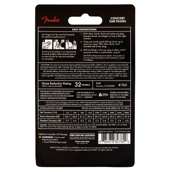 Fender Concert Ear Plugs 10 Pair Daphne Blue Kulak Tıkacı - Resim 2