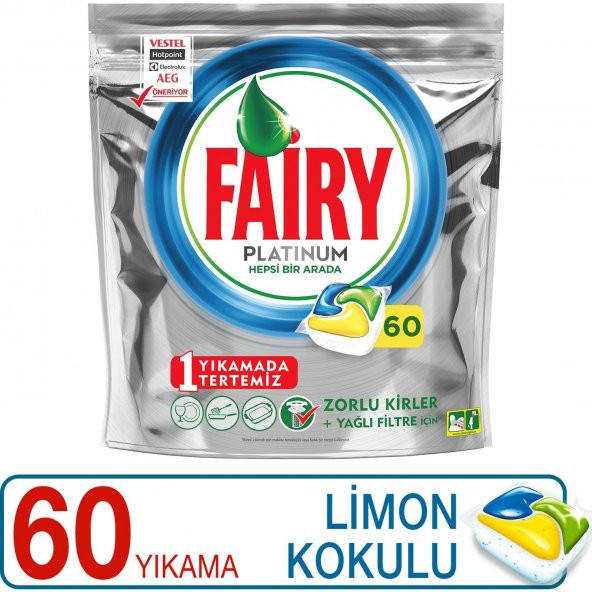 Fairy Platinum Limon Kokulu Bulaşık Makinesi Deterjanı 60 Tablet