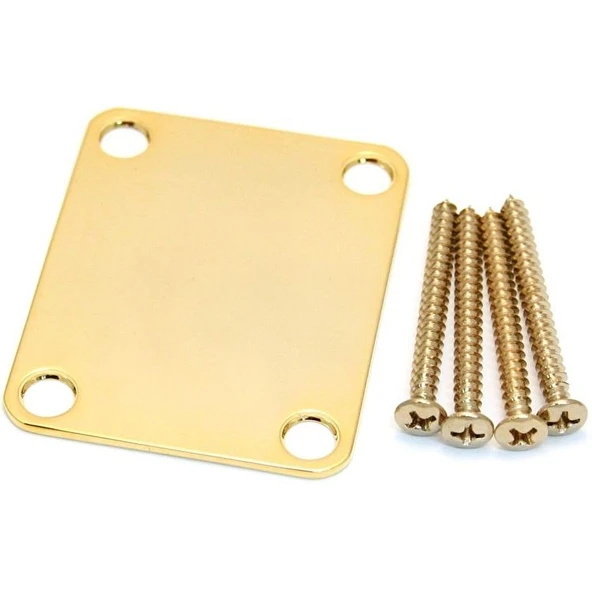 Fender 4-Bolt Vintage Neck Plate Plain No Serial Number or Logo Gold Gitar Yedek Parça