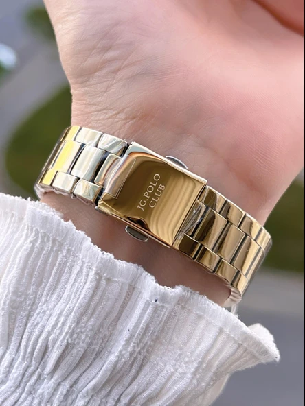 Jg.Polo Club Çelik Kasa & Kordon Kararma Ve Renk Atma Yapmaz Kadın Kol Saati+Bileklik JG04364.4 - Resim 3