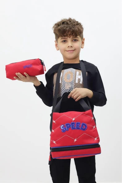 Kirpi Sonic Erkek Çocuk 3 lü Okul Çanta Seti Özel Tasarım Sırt Çantası Beslenme Çantası Kalemlik - 4