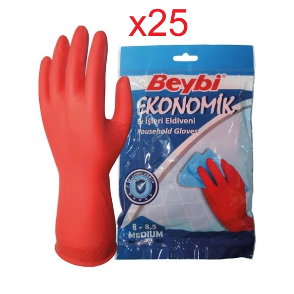 Beybi Bulaşık Eldiveni No:8-8,5 M Beden 25 Çift