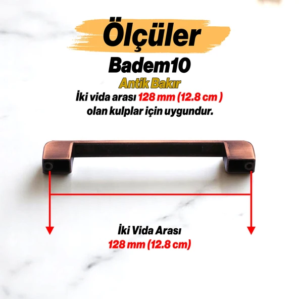 Gölcük Oval Eskitme Antik Bakır 128 mm Metal Mobilya Mutfak Çekmece Dolap Kulpu Kulbu Kulpları - 3