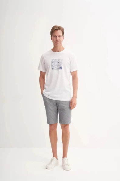 Cazador Slim Fit Bisiklet Yaka Pamuklu Desenli Tişört 4041 ürün görseli 1