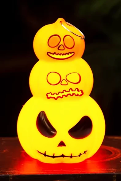 Beysüs Halloween Cadılar Bayramı Işıklı 3 Katlı Balkabağı Dekoru - 2