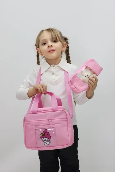 Kız Çocuk MyMelody Temalı 3 lü Okul Çanta Seti Sırt Çantası Termal Beslenme Çantası Kalemlik Sevimli - 6