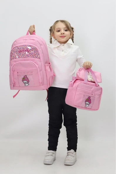 Kız Çocuk MyMelody Temalı 3 lü Okul Çanta Seti Sırt Çantası Termal Beslenme Çantası Kalemlik Sevimli - 5