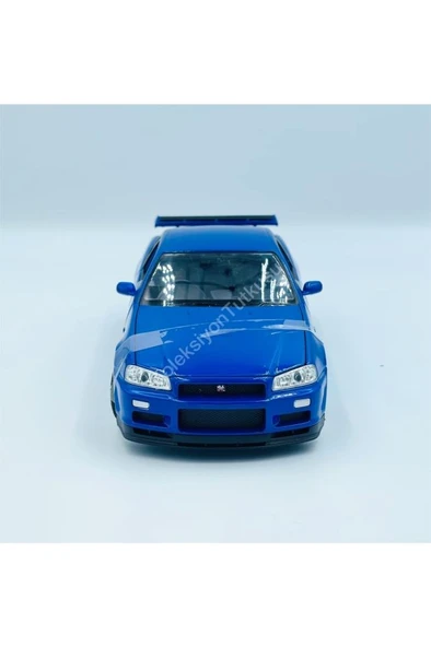 Welly 1/24 Nissan Skyline Gtr R34 Model Araba Mavi - 5