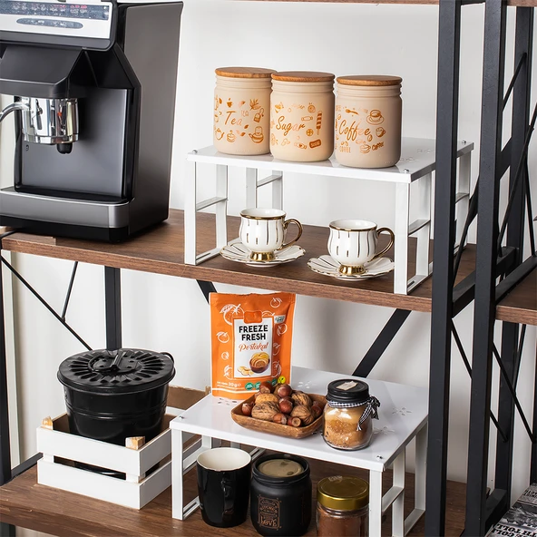 Porsima Org-01 - 3lü Raf Düzenleyici - Dolap Içi Düzenleyici Raf - Tabak Bardak Rafı - 2