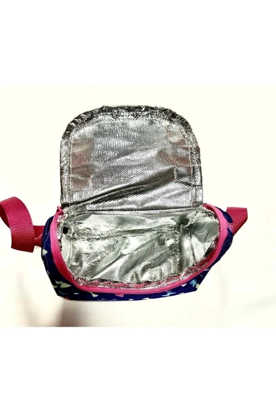 Fiyonklu Çocuk 3 lü Okul Çanta Seti Lacivert Renkli Sırt Çantası Termal Beslenme Çantası Kalemlik - 3