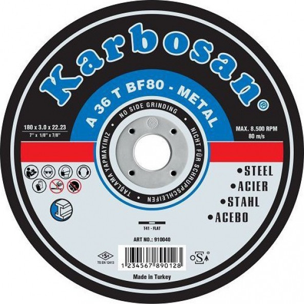 Karbosan 180 x 3 Metal Kesme Taşı 25 Adet