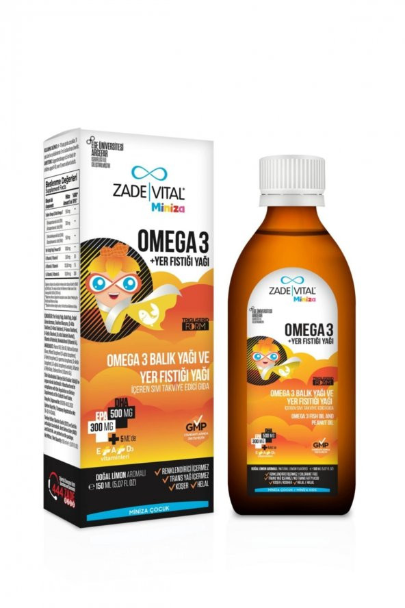 Zade Vital Miniza Omega-3 Balık Yağ Ve Yer Fıstığı Yağı 150 ml
