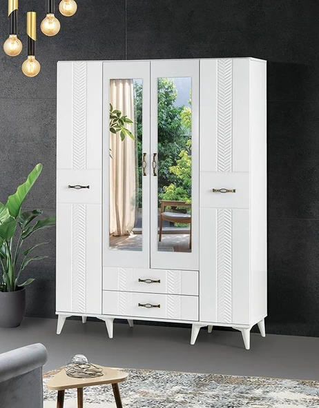 Tuğçe Membran 4 Kapılı Gardrop Elbise Dolabı 145x47x200cm