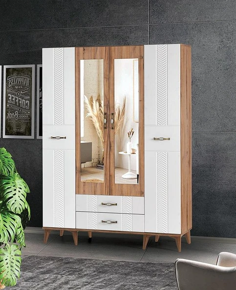 Tuğçe Membran 4 Kapılı Gardrop Elbise Dolabı 145x47x200cm - 4