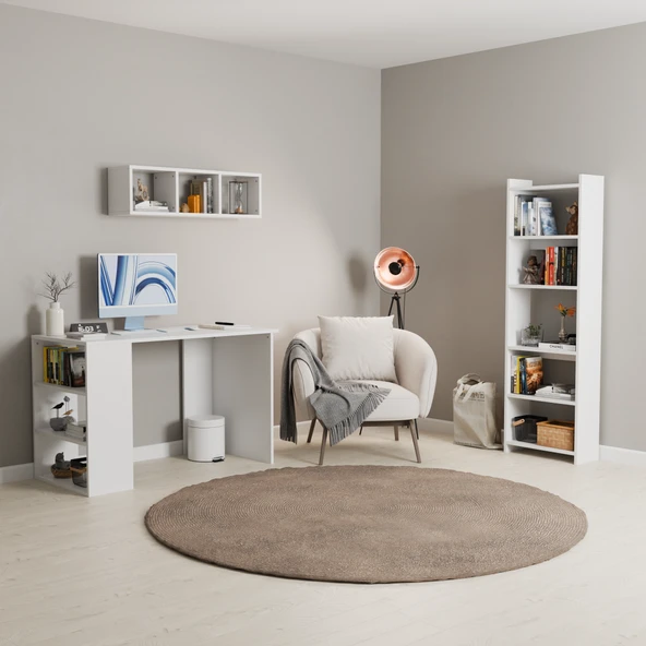 VESTA PLUS 3'LÜ ÇALIŞMA SETİ - Masa + Kitaplık + Uçan Raf