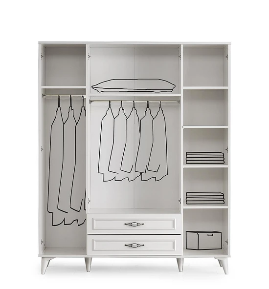 Tuğçe Membran 4 Kapılı Gardrop Elbise Dolabı 145x47x200cm - 2