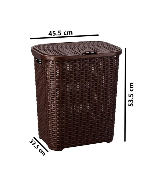 Omnipazar SY-4626 Plastik Küçük Hasır Desen Kirli Çamaşır Sepeti - 2