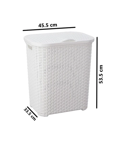 Omnipazar SY-4626 Plastik Küçük Hasır Desen Kirli Çamaşır Sepeti - 4