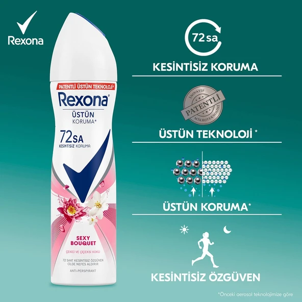 Rexona Sexy Bouquet 72 Saat Kadın Sprey Deodorant 3 x 150 ML - 6