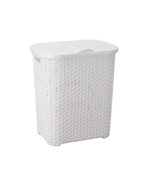 Omnipazar SY-4626 Plastik Küçük Hasır Desen Kirli Çamaşır Sepeti - 3