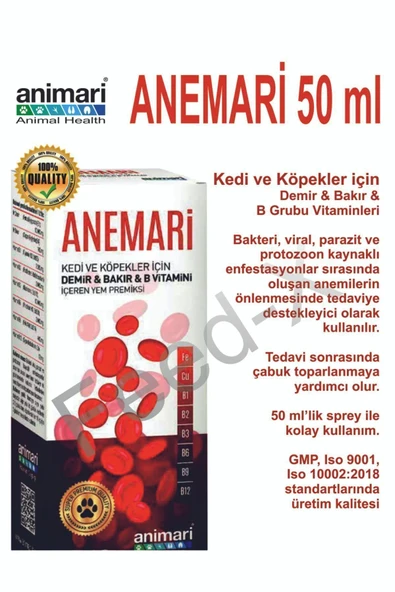 Animari Kedi Ve Köpekler Anemari (ANEMİ LERİN ÖNLENMESİNDE DESTEKLEYİCİ) 50 ml