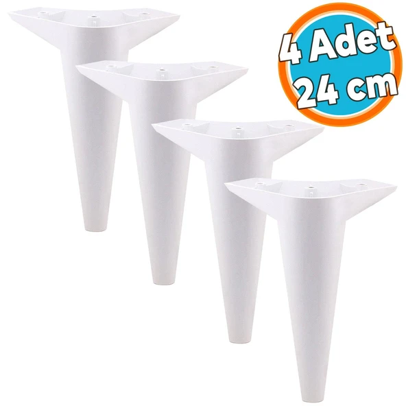 Mobilya Kanepe Sehpa TV Ünitesi Koltuk Ayağı 24 cm Beyaz Baza Ayak 4 Adet ürün görseli