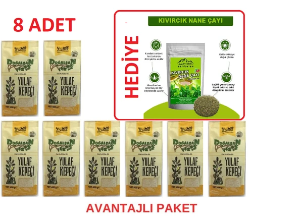 Doğalsan Yulaf Kepeği 400 gr x 8 adet & kıvırcık nane çayı hediyeli
