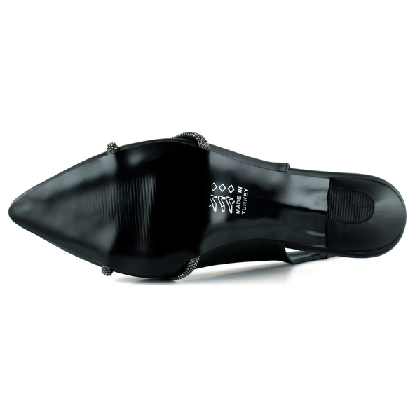 Erkan Saçmacı Raphtalia Plus Siyah Saten Burma Taşlı İnce Topuklu Arkası Açık Abiye Ayakkabı - 6