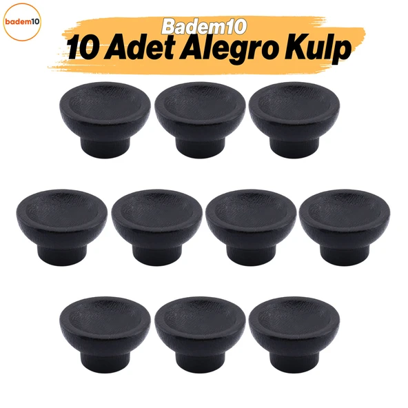 Alegro Düğme Siyah 10 ADET Mobilya Mutfak Dolap Dolabı Çekmece Kulpu Kulbu Plastik Tek Vidalı Kulp