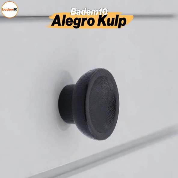 Alegro Düğme Siyah Mobilya Mutfak Dolap Dolabı Çekmece Kulpu Kulbu Plastik Siyah Tek Vidalı Kulp