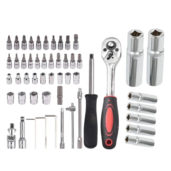 Lokma Anahtar Takımı 53 Parça Uzatma Kolu Mafsallı 1/4 Yıldız Hex Tork Düz Set Bits Uç Allen - 5