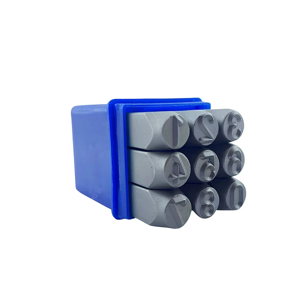 Çelik 10 mm Numaratör 9 Parça Harf Rakam Uç Seti Damgalama Takımı Metal Kazıma 3/8 - 3