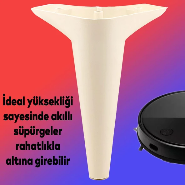 Mobilya Kanepe Sehpa TV Ünitesi Koltuk Ayağı 24 cm Krem Baza Ayak 4 Adet - Resim 3