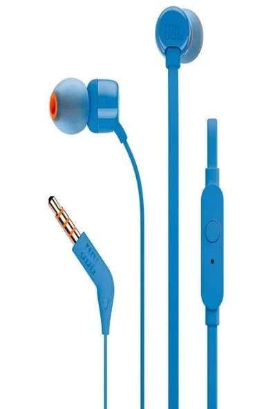 JBL T110 Mavi Kablolu Mikrofonlu Kulak İçi Kulaklık - Resim 3
