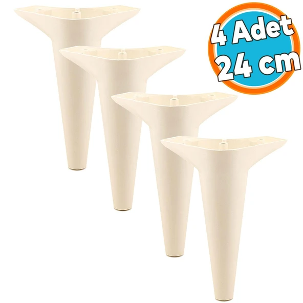 Mobilya Kanepe Sehpa TV Ünitesi Koltuk Ayağı 24 cm Krem Baza Ayak 4 Adet ürün görseli