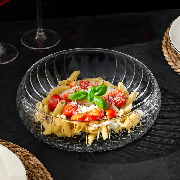 Porsima RYG7045 El Yapımı Büyük Boy Cam Salata Kasesi Şeffaf 23 cm - 4