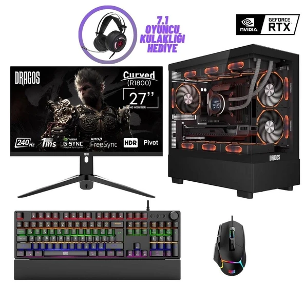 Dragos DRx7220 i5 14400F 16GB DDR5 Ram 1TB NVMe 8GB RTX4060 27 İnç 240Hz Curved Oyun Hazır Sistem