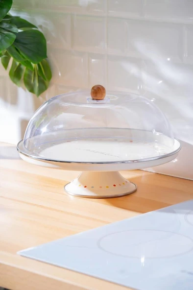 Acar Made With Love Emaye Ayaklı Kek Fanus - 30 cm XAP-07714