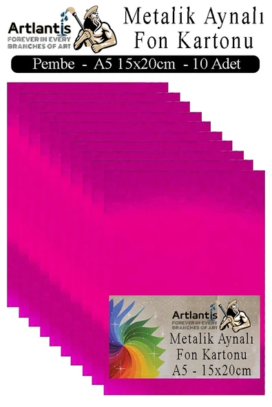 Metalik Aynalı Fon Kartonu 10 lu A5 15x20 cm 1 Paket Okul Sınıf Dekoratif Pırıltılı Folyo Kağıt Dekoratif Anasınıfı Kreş - 6