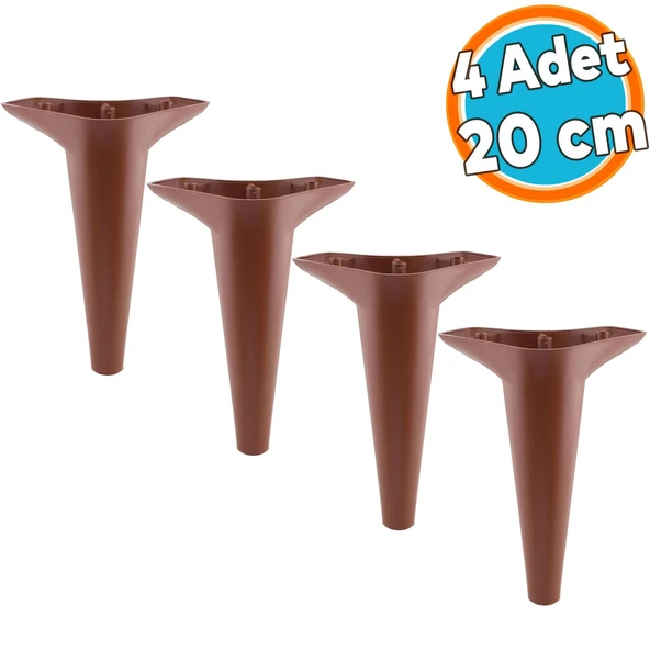 Mobilya Kanepe Yatak Puf Sehpa TV Ünitesi Çekyat Koltuk Ayağı 20 cm Kahverengi Baza Ayak 4 Adet ürün görseli