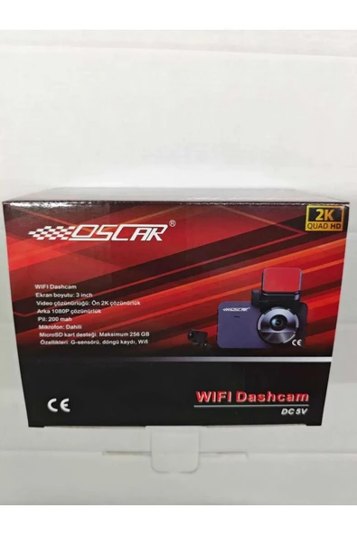Oscar 2K QUAD HD Araç Yol Kayıt Cihazı Ön 2K Arka 1080P Wifi Uyumlu Araç Kamerası G-Sensörü Gece Görüşlü Kamera - 3