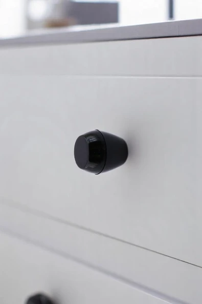 Merkür Düğme Siyah Mobilya Mutfak Dolap Dolabı Çekmece Kulpu Kulbu Plastik Siyah Tek Vidalı Kulp - Resim 7