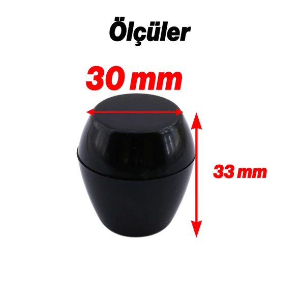 Merkür Düğme Siyah Mobilya Mutfak Dolap Dolabı Çekmece Kulpu Kulbu Plastik Siyah Tek Vidalı Kulp - Resim 2