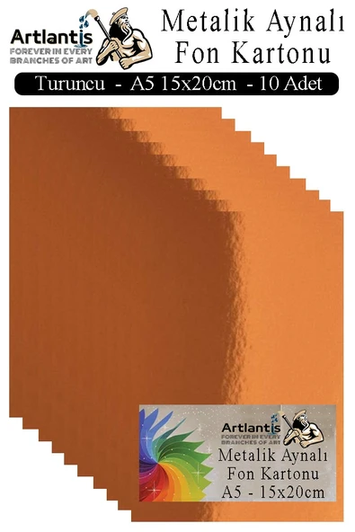 Metalik Aynalı Fon Kartonu 10 lu A5 15x20 cm 1 Paket Okul Sınıf Dekoratif Pırıltılı Folyo Kağıt Dekoratif Anasınıfı Kreş - 7