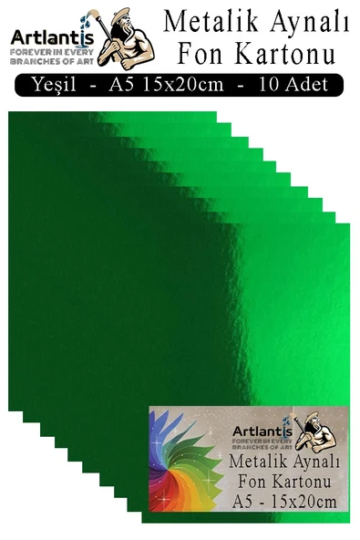 Metalik Aynalı Fon Kartonu 10 lu A5 15x20 cm 1 Paket Okul Sınıf Dekoratif Pırıltılı Folyo Kağıt Dekoratif Anasınıfı Kreş - 8